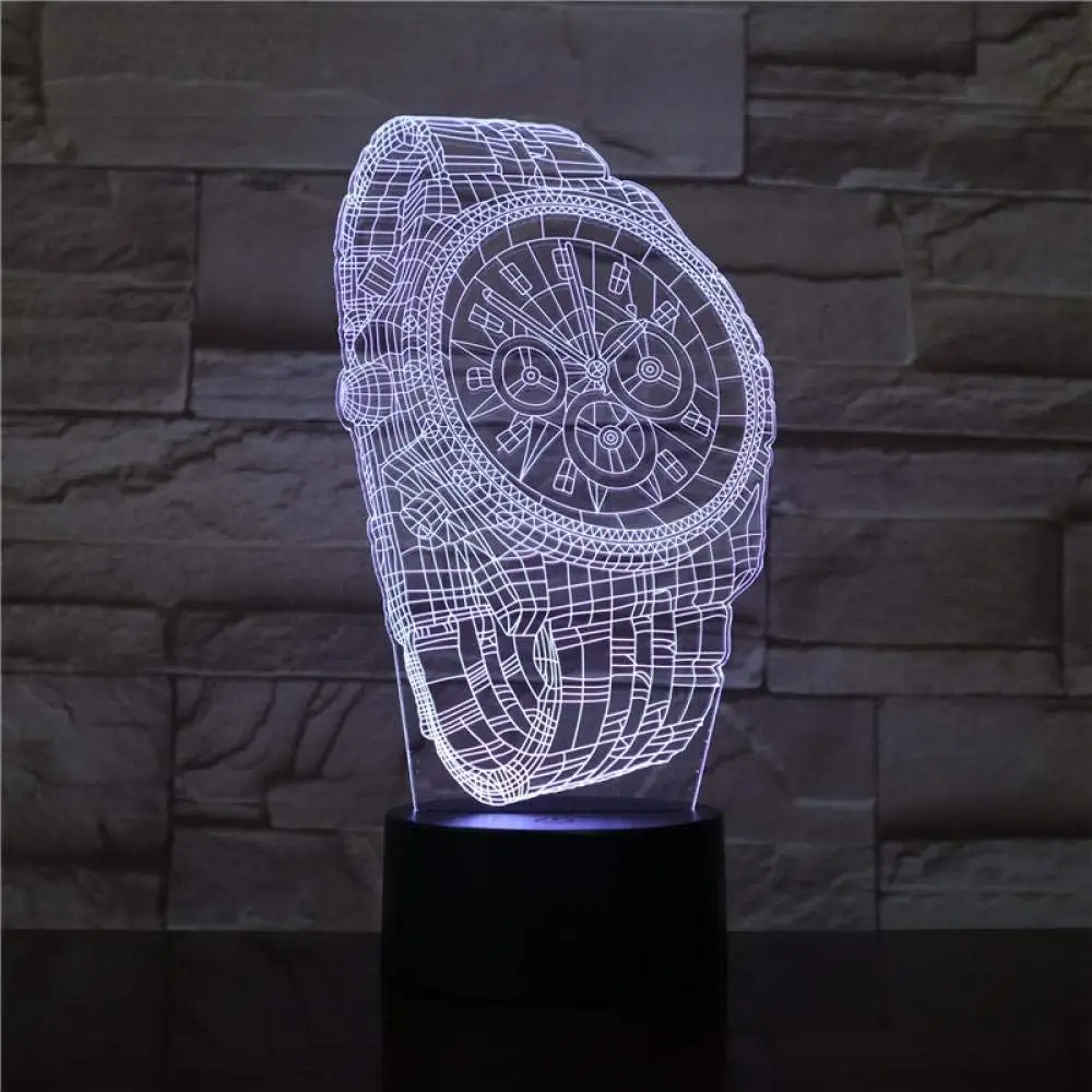 Branded Abstract Wrist Watch Shape 3D LED Night Light-Illusion Lamp Table Lamp