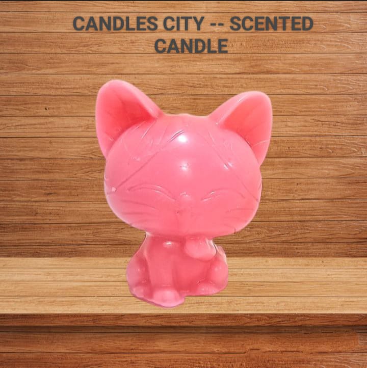 CANDLES CITY -- SCENTED PINK CUTE CAT CANDLE