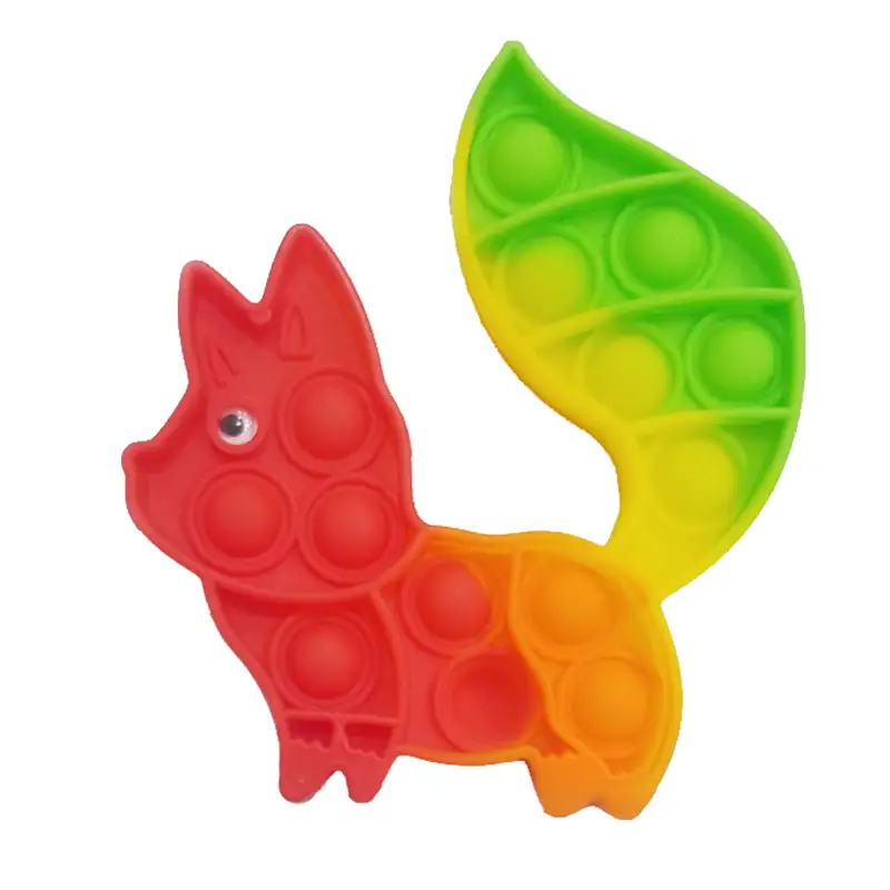 Push Pop Bubble Fidget Spinner Pop It Silicone Toy - 5 inches - Rainbow Squirrel