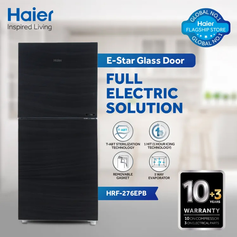 Haier HRF-276 EPR/EPB/EPC/EPG E-Star Refrigerator 10 Cubic Feet With Official Warranty.