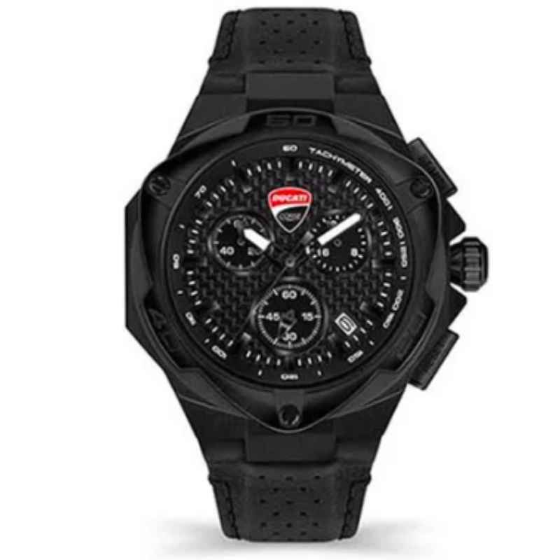 Ducati Corse Men's Motore Chronograph Leather Strap Wrist Watch DTWGC2019003 - 49 mm - Black