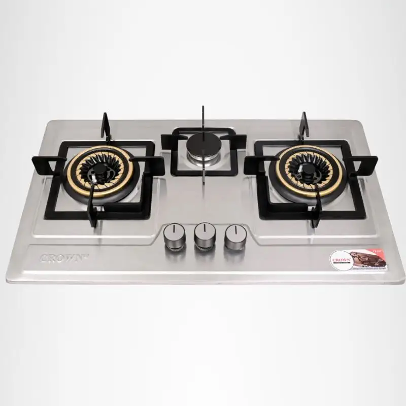 Crown CR 14S Silver 3 Burner Built In Hob With Official Warranty