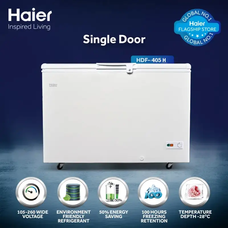 Haier HDF-405 Single Door Chest Deep Frezeer 14.3 Cubic Feet With Official Warranty