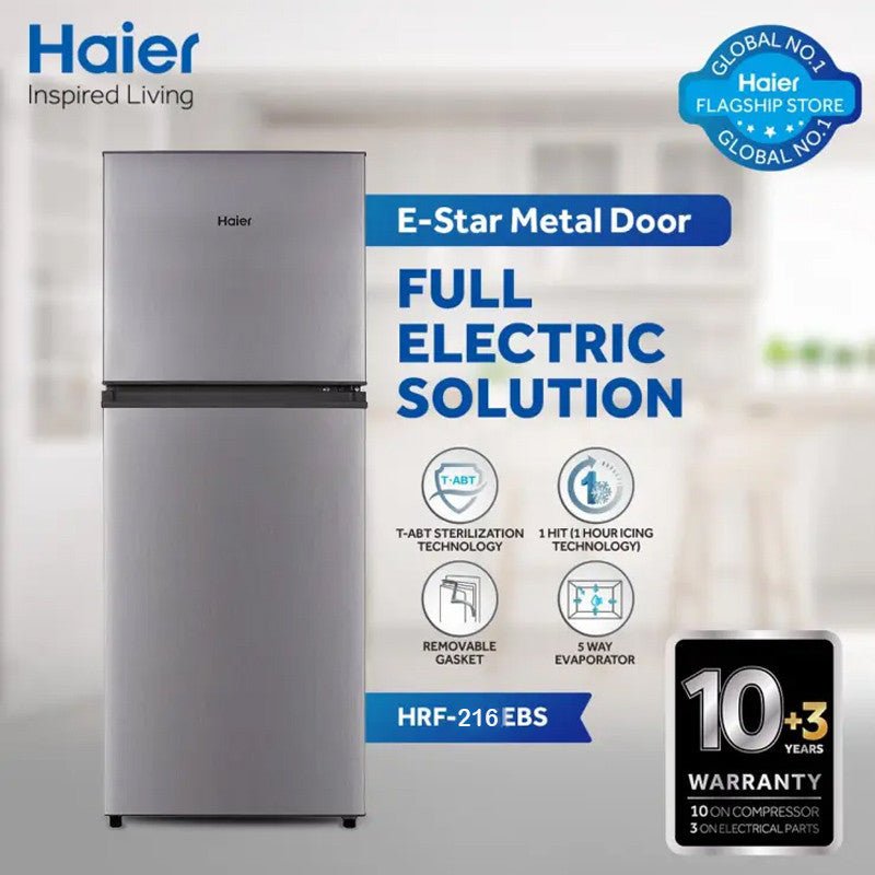 Haier HRF-216 EBS / EBD E-Star Double Door Refrigerator 7 Cubic Feet With Official Warranty