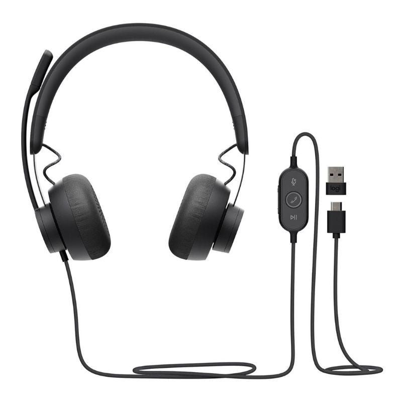 Logitech Zone Wired USB-C Headset with USB-A Adapter