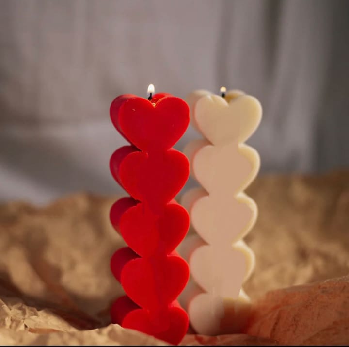 CANDLES CITY -- PACK OF 2- HEART PILLAR CANDLES