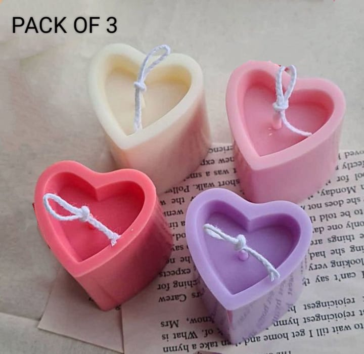 CANDLES CITY -- PACK OF 3 - SCENTED AESTHETIC HEART CANDLES