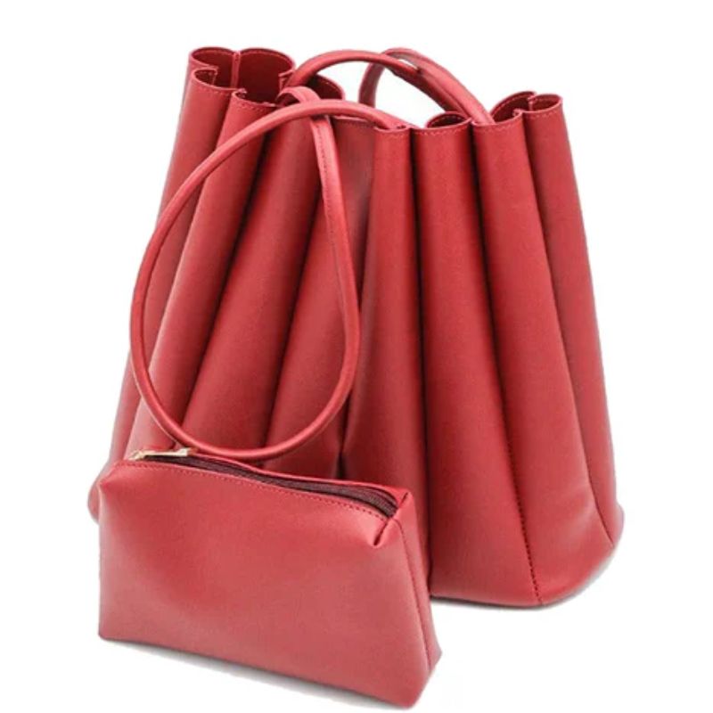 The Zipit Pleated Tote Bag Maroon