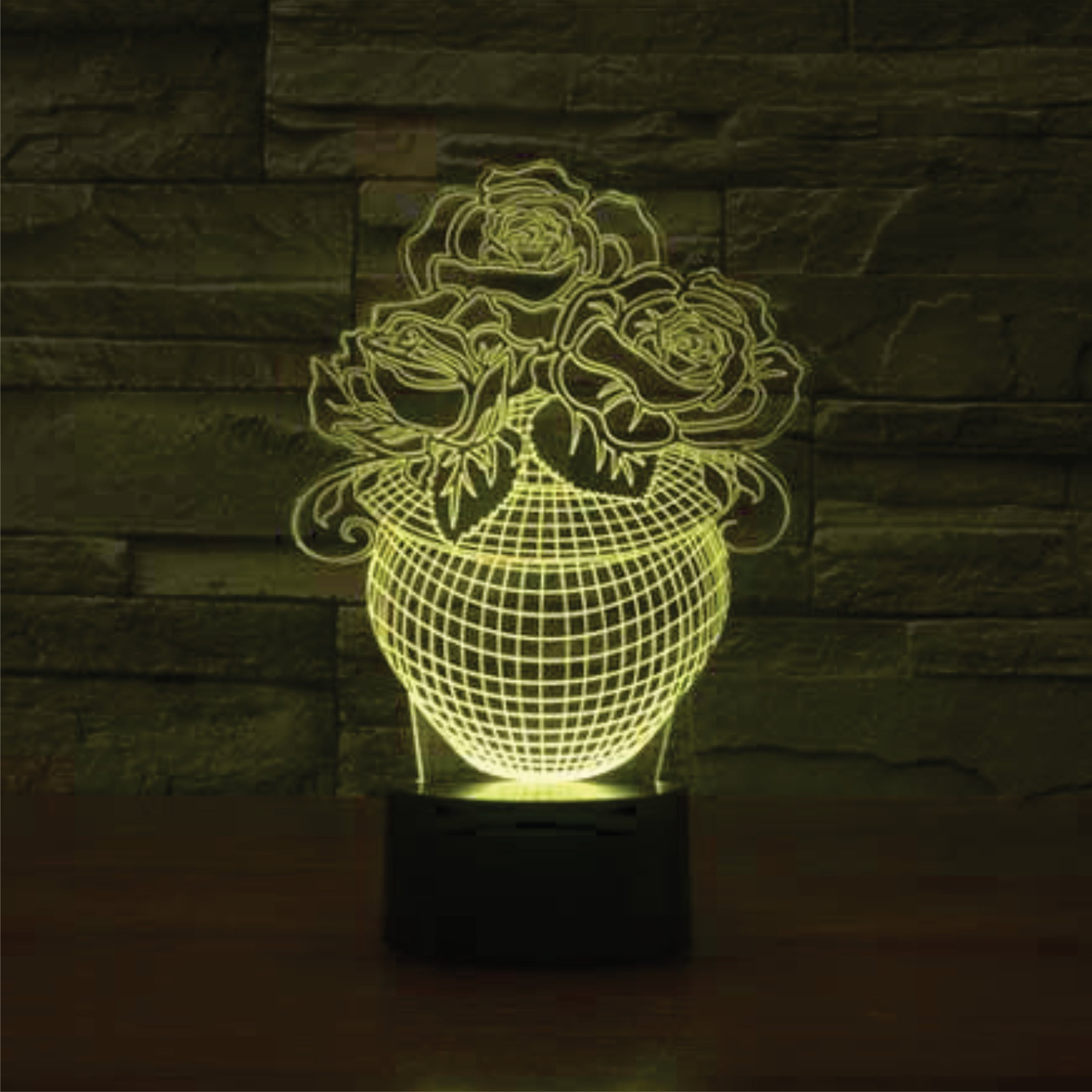 Flower Vase 3D LED Night Light-Illusion Lamp Bedside Table Lamp