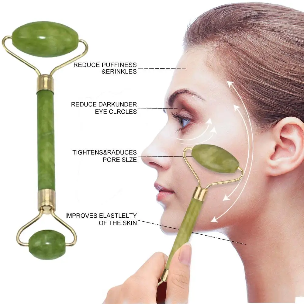 Jade Roller & Gua Sha Set Facial Beauty Tools, Face Roller Skin Massager for Face, Neck and Eye Treatment Facial Roller for Skin Care Routine