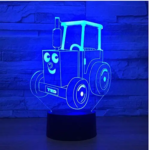 Funny Tractor Shape 3-D Optical Illusion Night Lamp Bedside Table Lamp