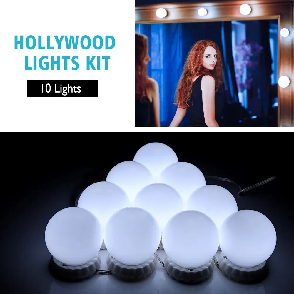 Led Makeup Mirror Light LED Hollywood Light 10 Bulb 12V EU US Plug Dimmable Touch Control DIY Lighting For Dressing Table