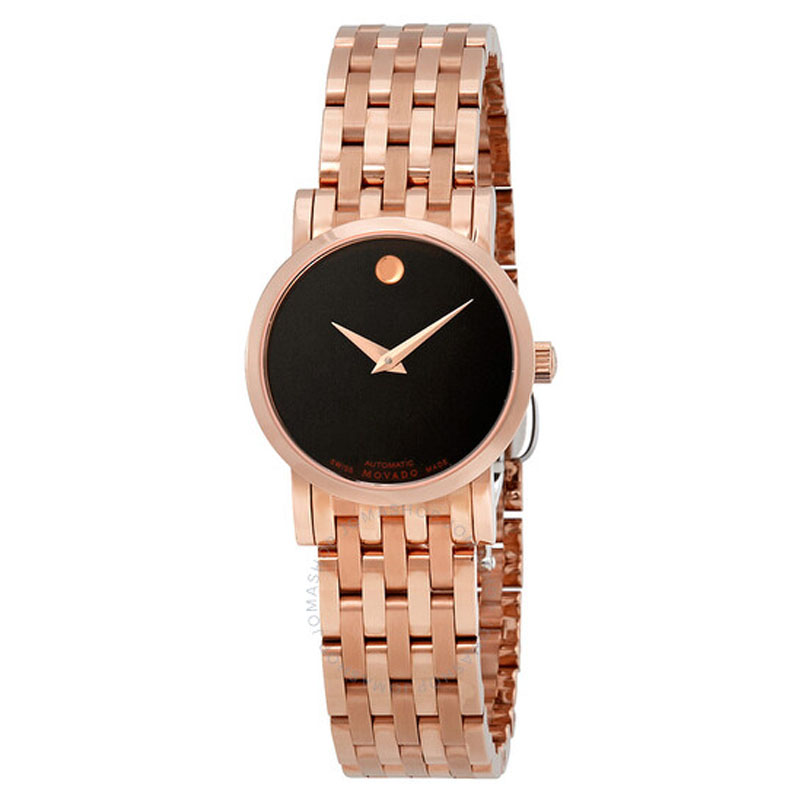 Movado Red Label Automatic Black Dial Ladies Watch 0607064