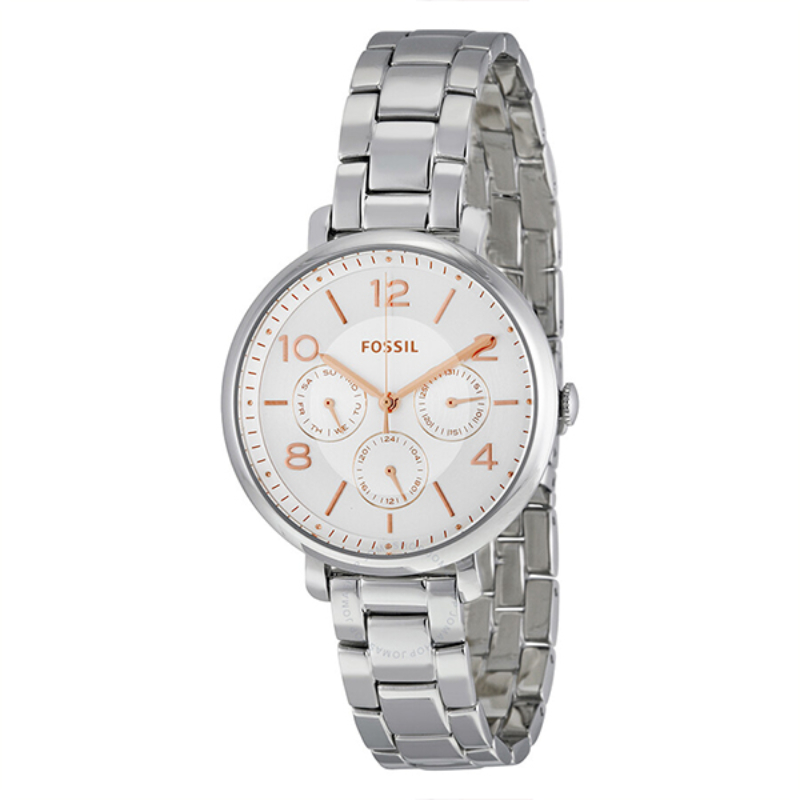 Fossil Jacqueline Silver Stainless Steel White Dial Watch For Ladies - ES3738