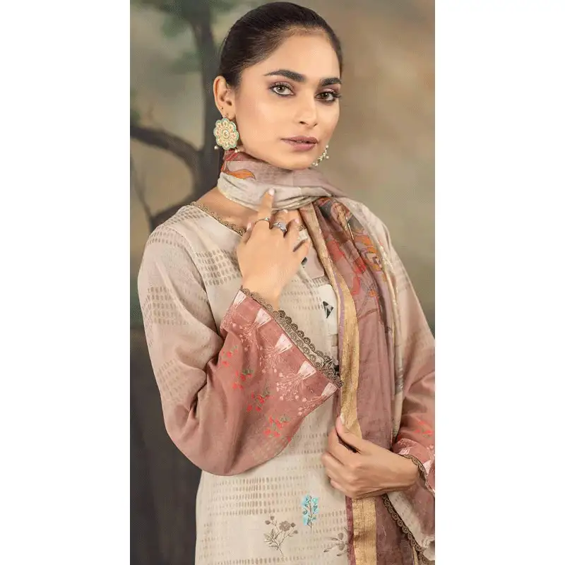 Unstitched Digital Printed Swiss lawn Suit 3 Pcs By Roop Collection