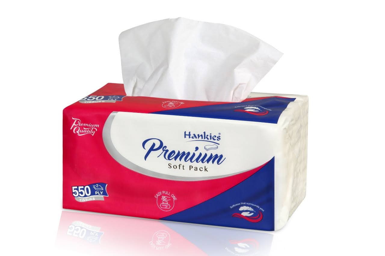 Hankies Premium Soft Pack – 550 Pulls | Ultra-Soft & Everyday Essential Tissue Pack-Non Scented