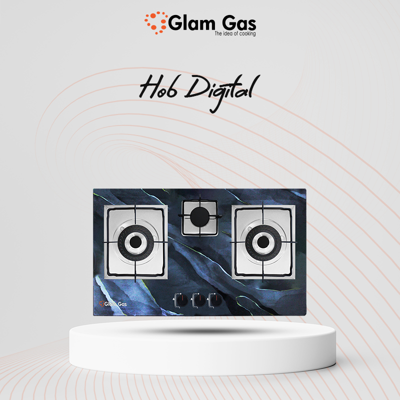 Glam Gas Digital 3 Burners Built In Hobs With Tempered Glass Body