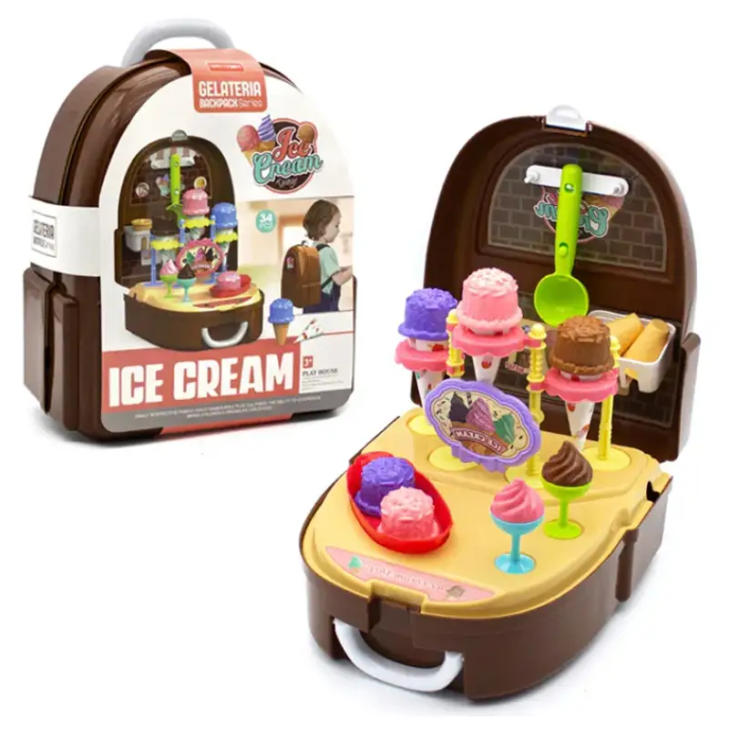 Ice Cream Gelateria Backpack for Kids - 34 Pieces Set - Ice Cream Play House