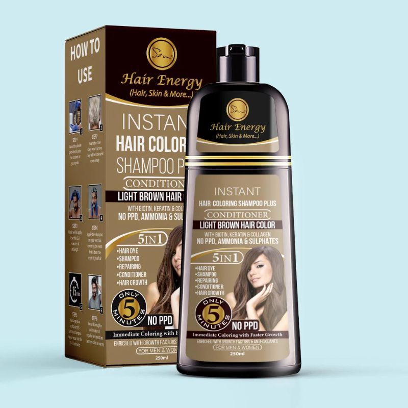Hair energy instant hair coloring shampoo+ conditioner (LIGHT BROWN COLOUR )
