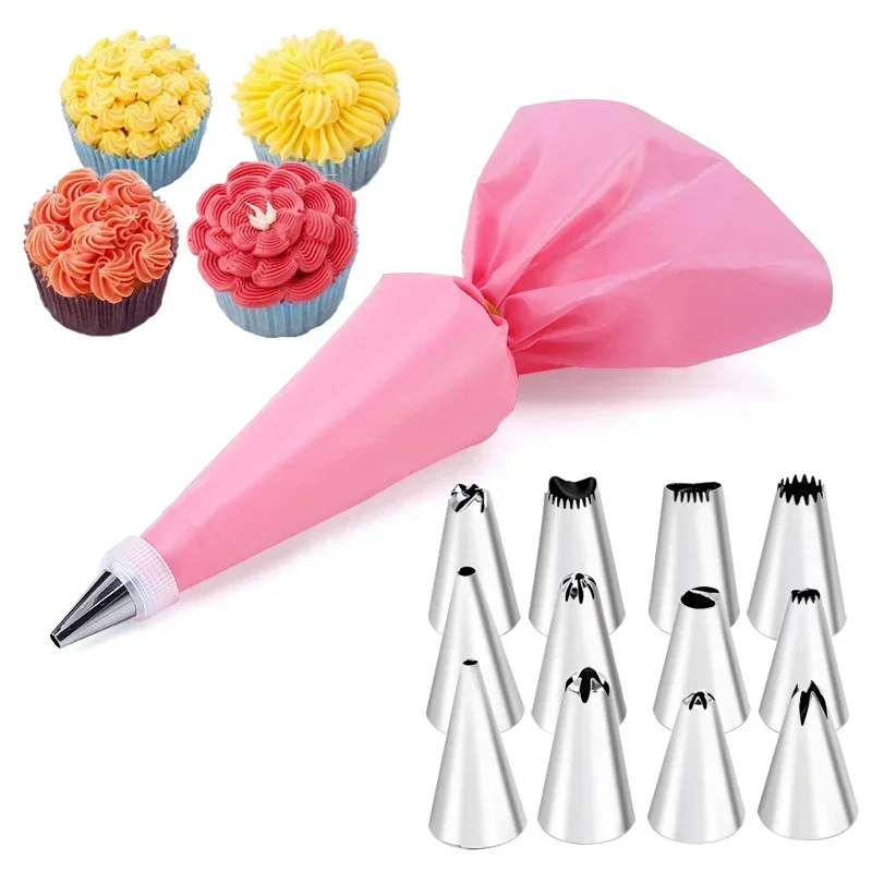 6-24 Pcs Professional Pastry Bag & Stainless Steel Nozzle Set - For Cake Decorating, Baking, & Confectionery