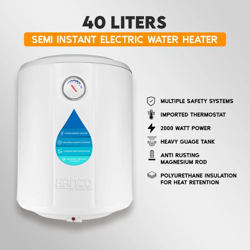 Hanco HEG-40L Semi Instant Electric Water Heater – 40 Litres – Smart Electric Geyser With Official Warranty