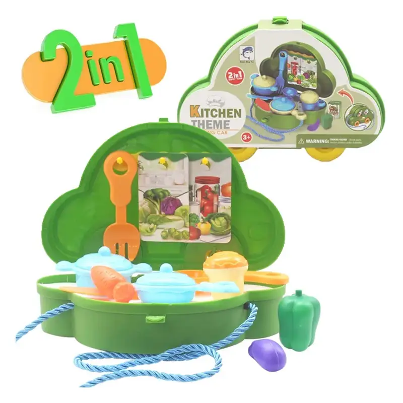 2 in 1 Happy Times Kitchen Theme Amusing Briefcase Car Set Approx. 8 Inch