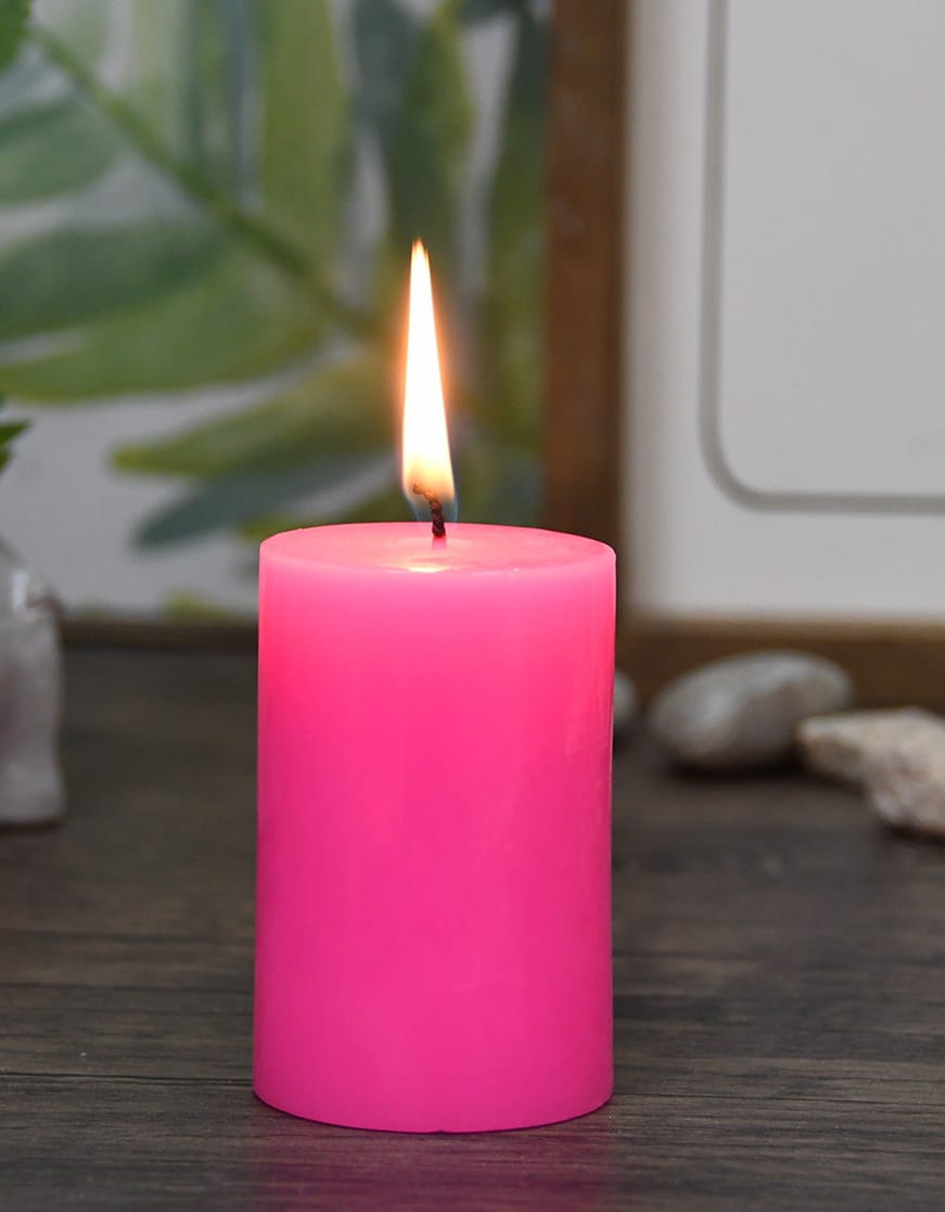 CANDLES CITY -- FUCHSIA PINK PILLAR CANDLE (3.5x2 inches)