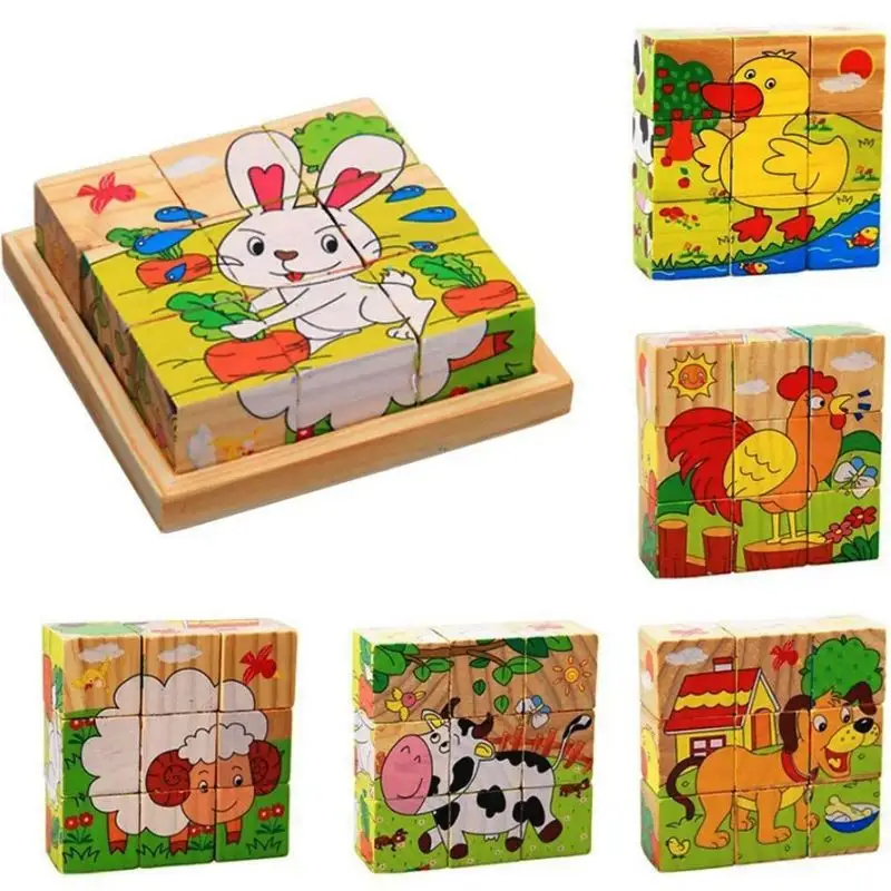 Farm Animals - Cubical Wooden Puzzle