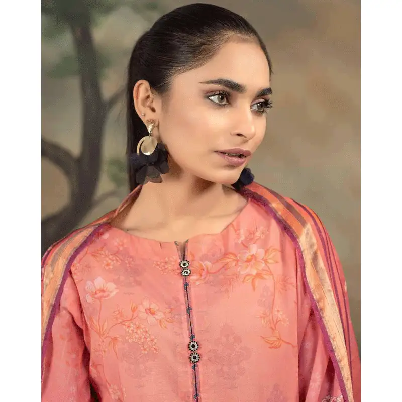 3 Pcs Unstitched Digital Printed 3 Pcs Swiss lawn Suit By Roop Collection