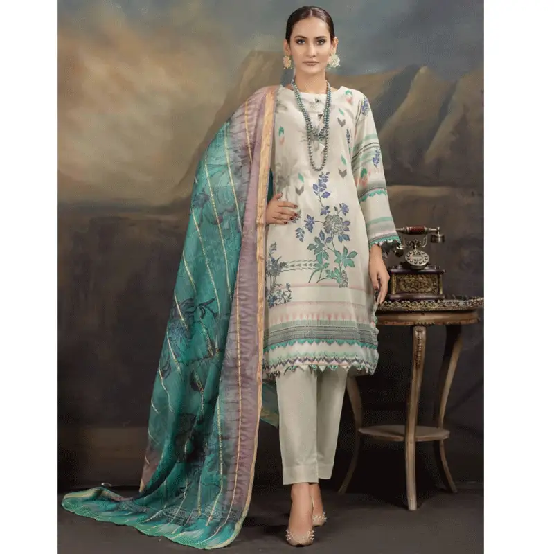 Unstitched Digitally Printed 3 Pcs Swiss lawn Suit By Roop Collection