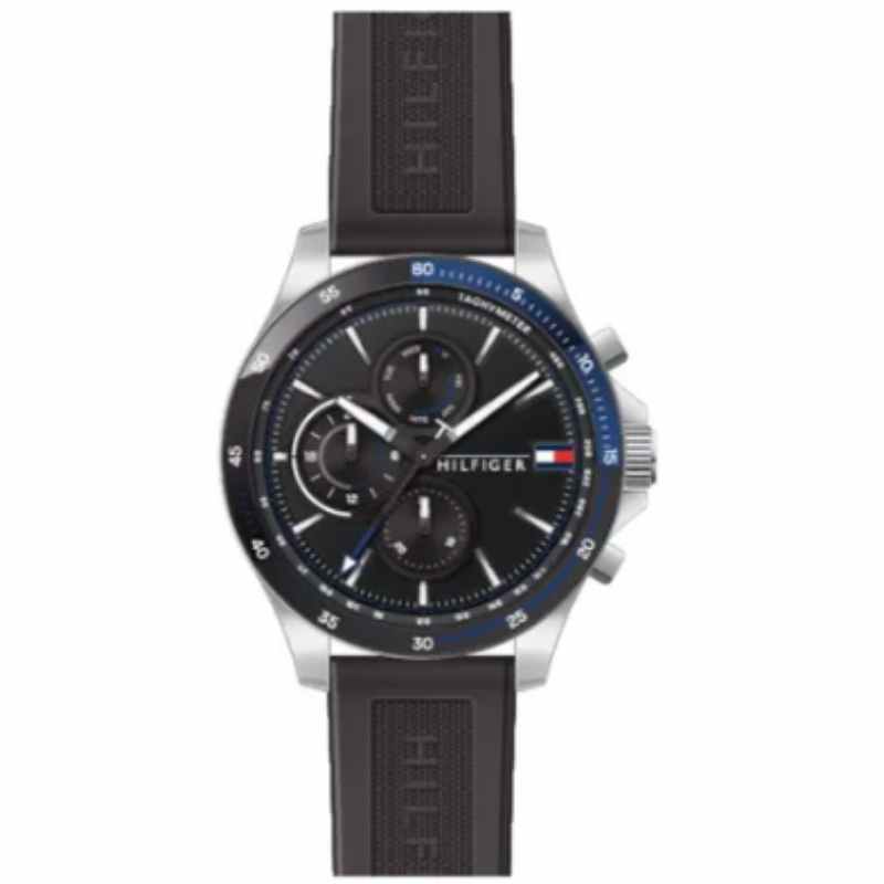 Tommy Hilfiger Men's Silicone Quartz Chronograph Wrist Watch With Calendar Display 1791724