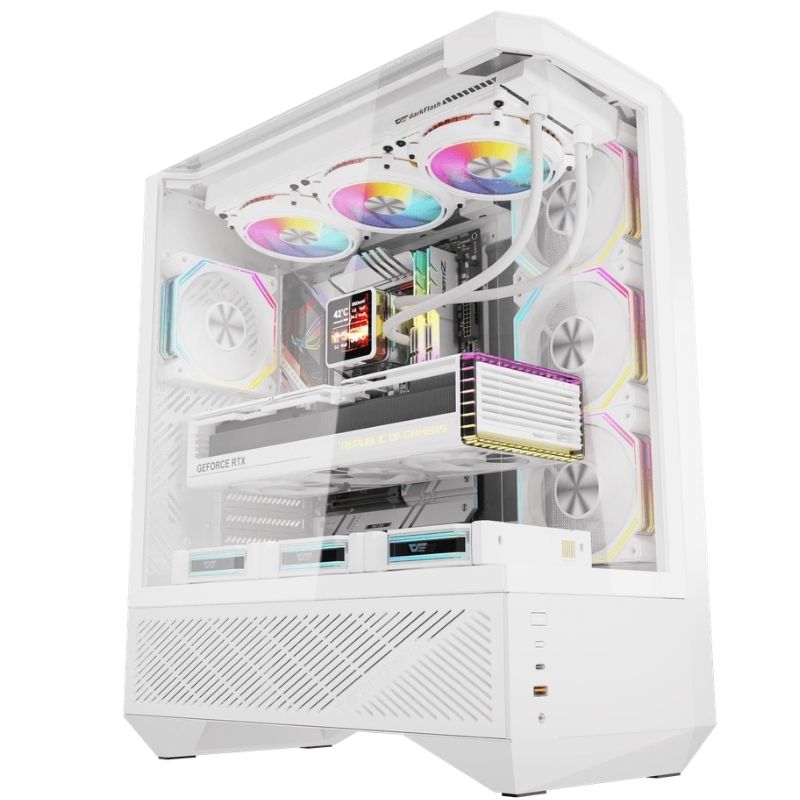 DarkFlash DY460 ATX Full-Tower PC Gaming Case -White