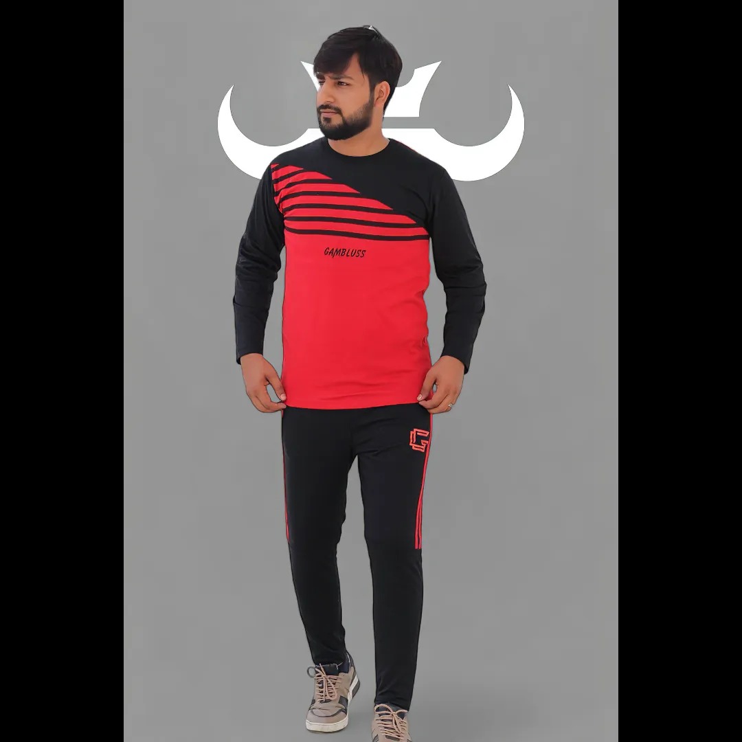 Black Essense Tracksuit – Black/Red