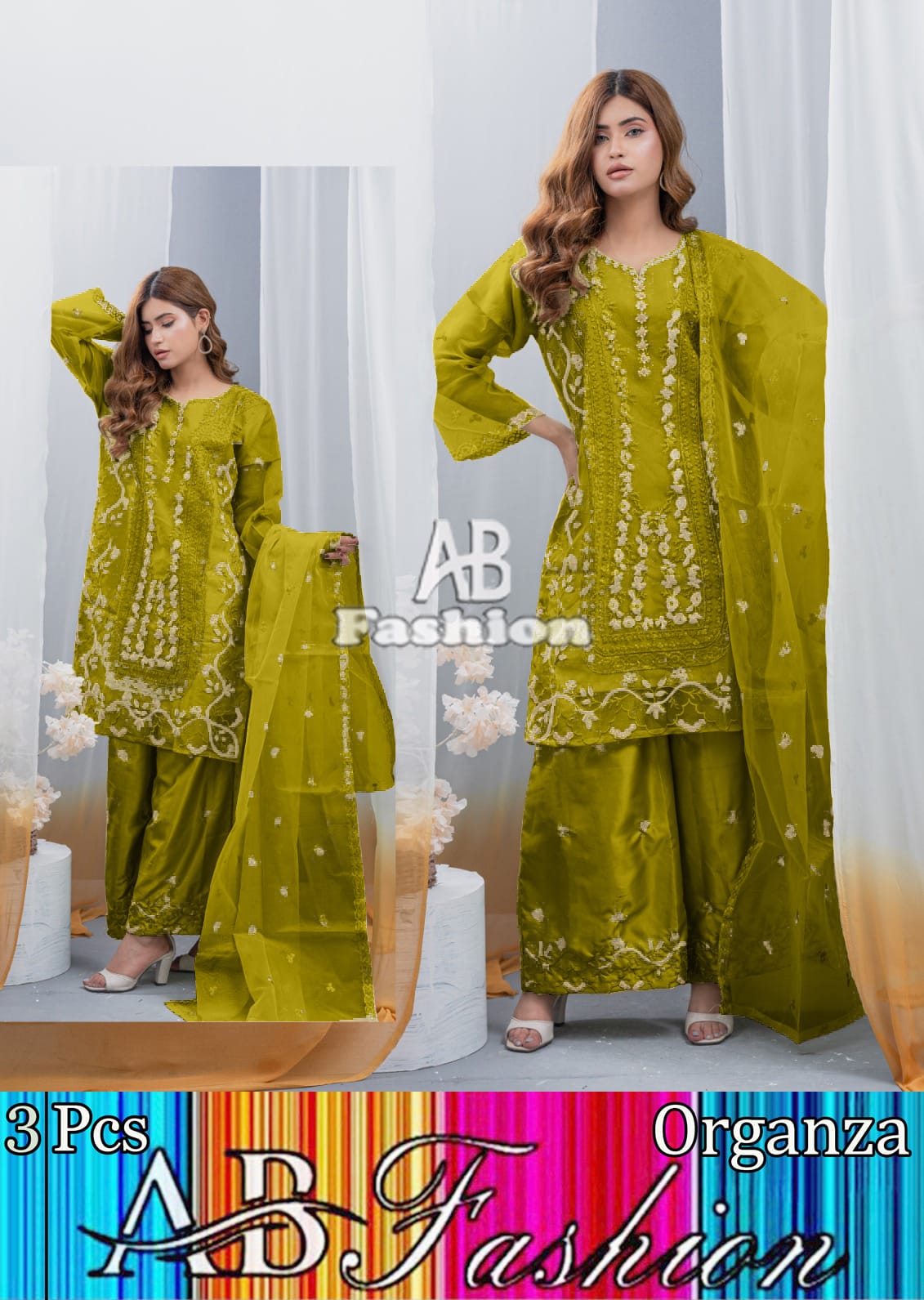 Organza 3PC Stitched Suit