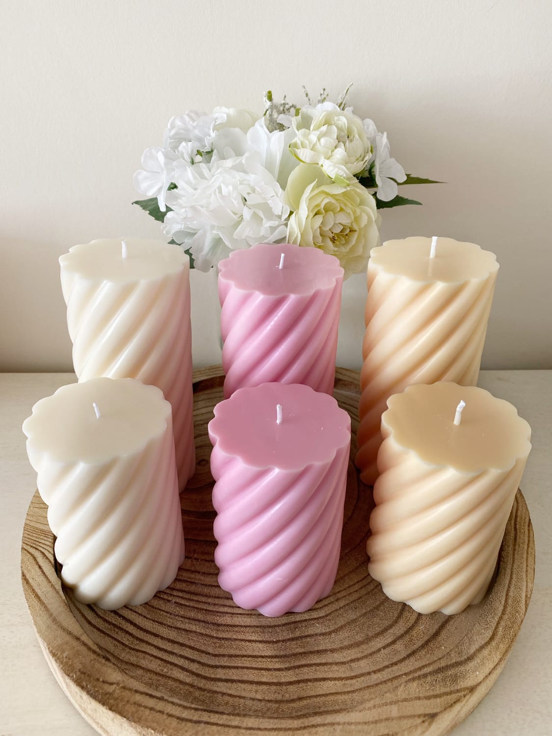 CANDLES CITY-- SCENTED SPIRAL PILLAR CANDLE WHITE (4 INCHES)