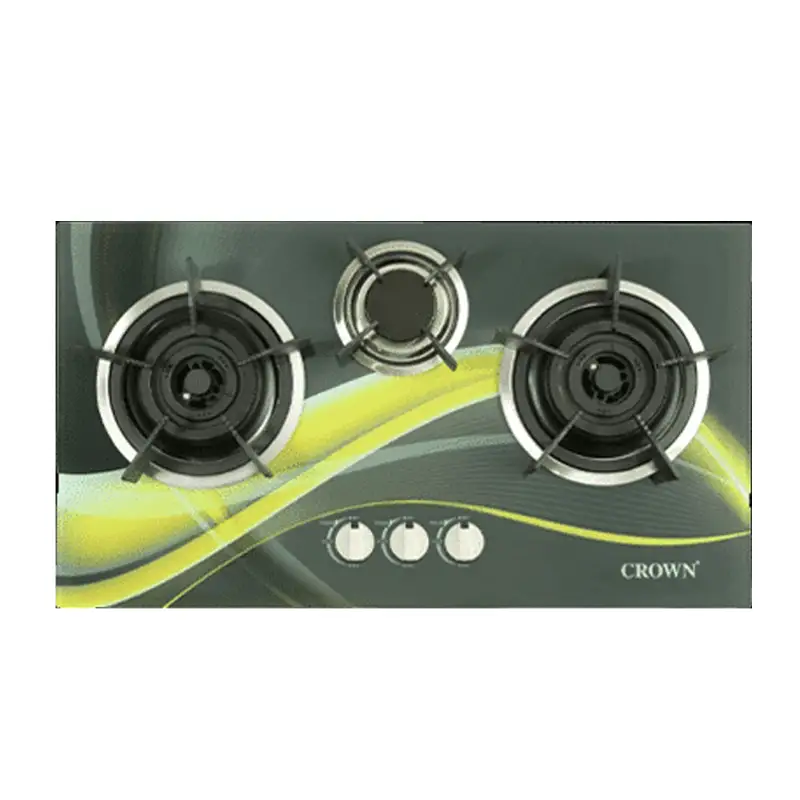 Crown CR-20G 3 Burner Built-In Hob Tempered Glass Body With Official Warranty