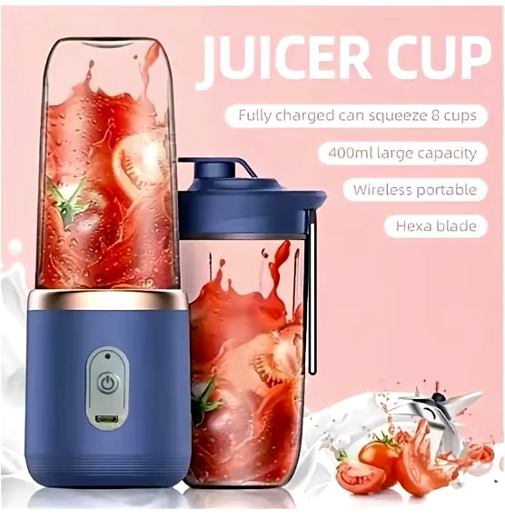 Portable Blender Bottle Electric 6 Blades Multifunction Juice Blender Fresh Juice Smoothie Blender Ice CrushCup Food Processor