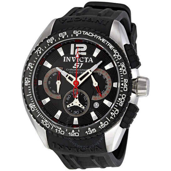 Invicta S1 Racing Chronograph Black Dial Black Rubber Men's Watch