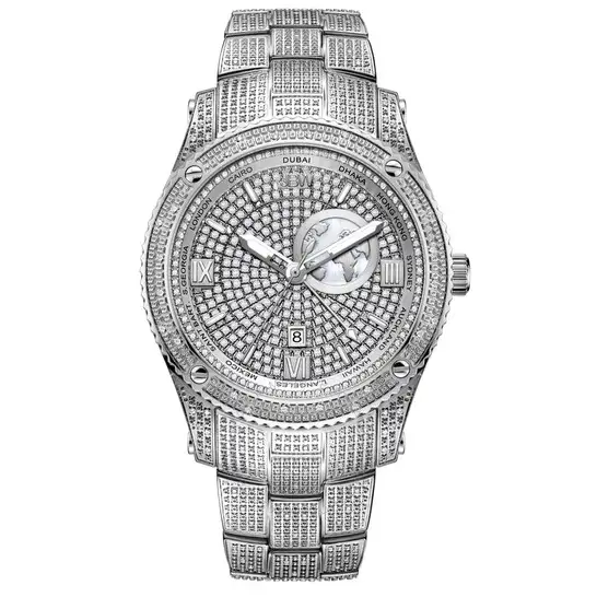JBW Jet Setter GMT Quartz Diamond Silver Dial Men's Watch