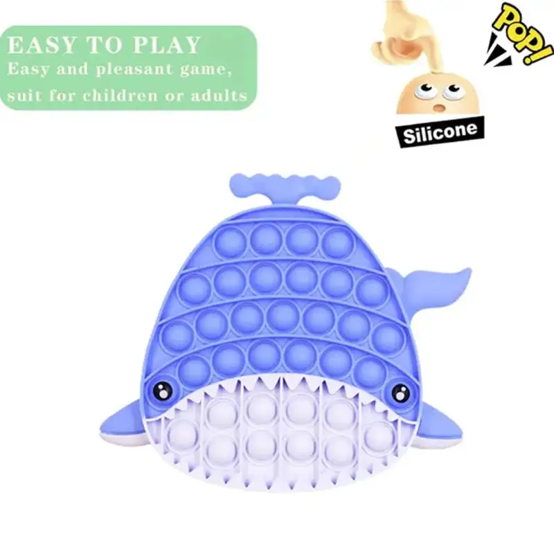 Push Pop Bubble Fidget Spinner Pop It Silicone Toy - 7 inches - Blue Whale