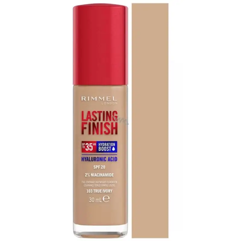 Rimmel London -- Lasting Finish Hyaluronic Acid Long-Lasting 103 True Ivory 3616304825064