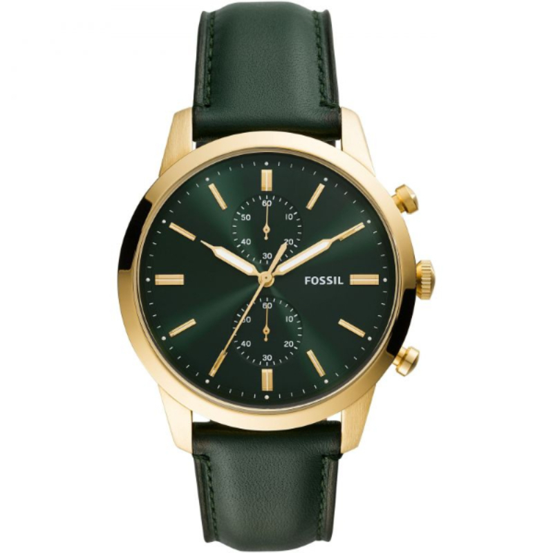 Fossil Townsman Dark Green Leather Strap Dark Green Dial Chronograph Quartz Watch for Gents – FS5599