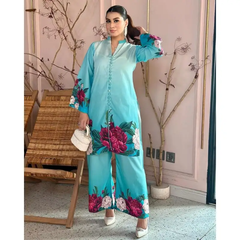 FLORAL PRINTED SILK 2Pcs b