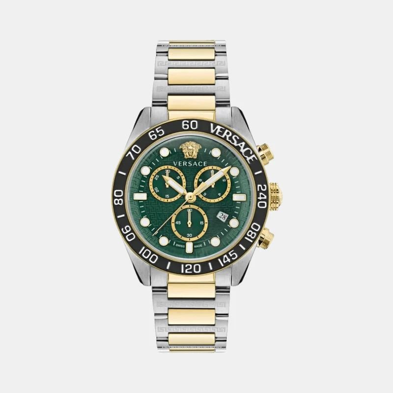 Versace VE6K00423 Greca Dome Men's Watch – Gold Tone, Round Dial, Quartz