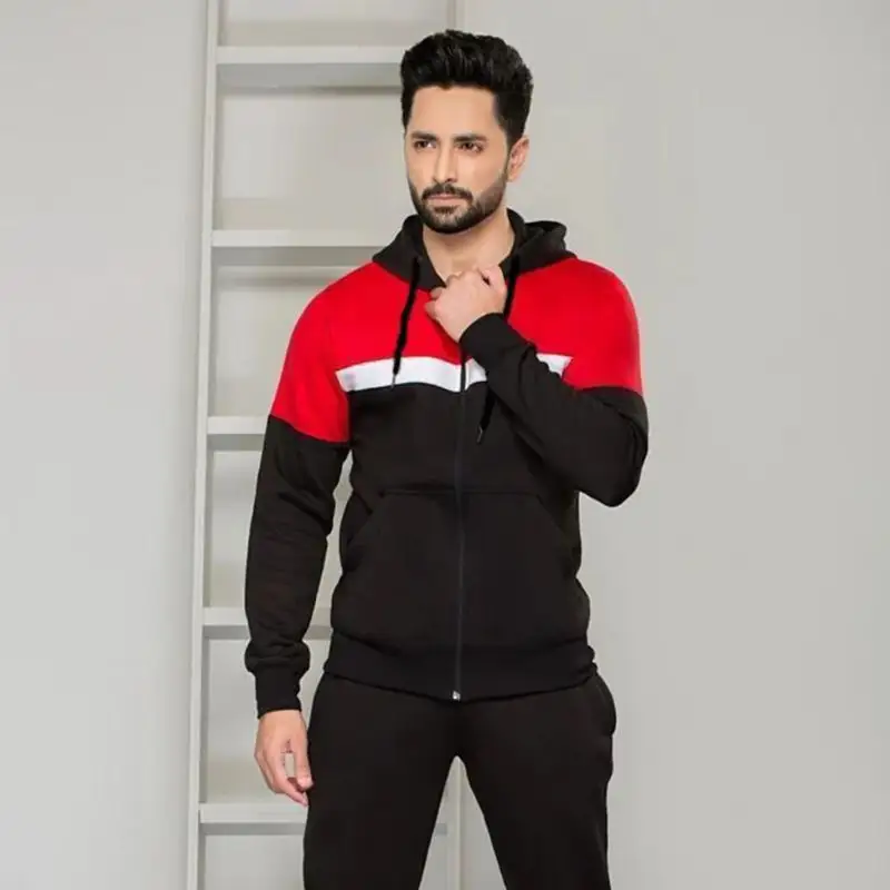 Black And Red Paneling Track Suits For Men's