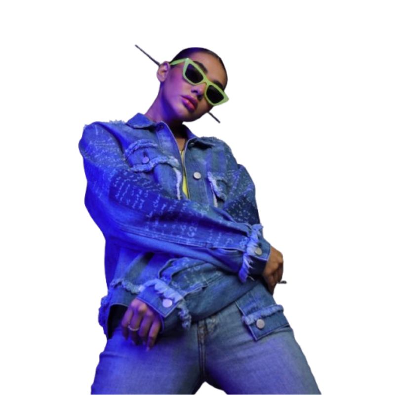 Movement DJ-01 Blue Fake Pockets Denim Jacket For Womens