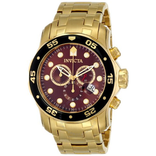 Invicta Pro Diver Chronograph Brown Dial Gold-plated Men's Watch