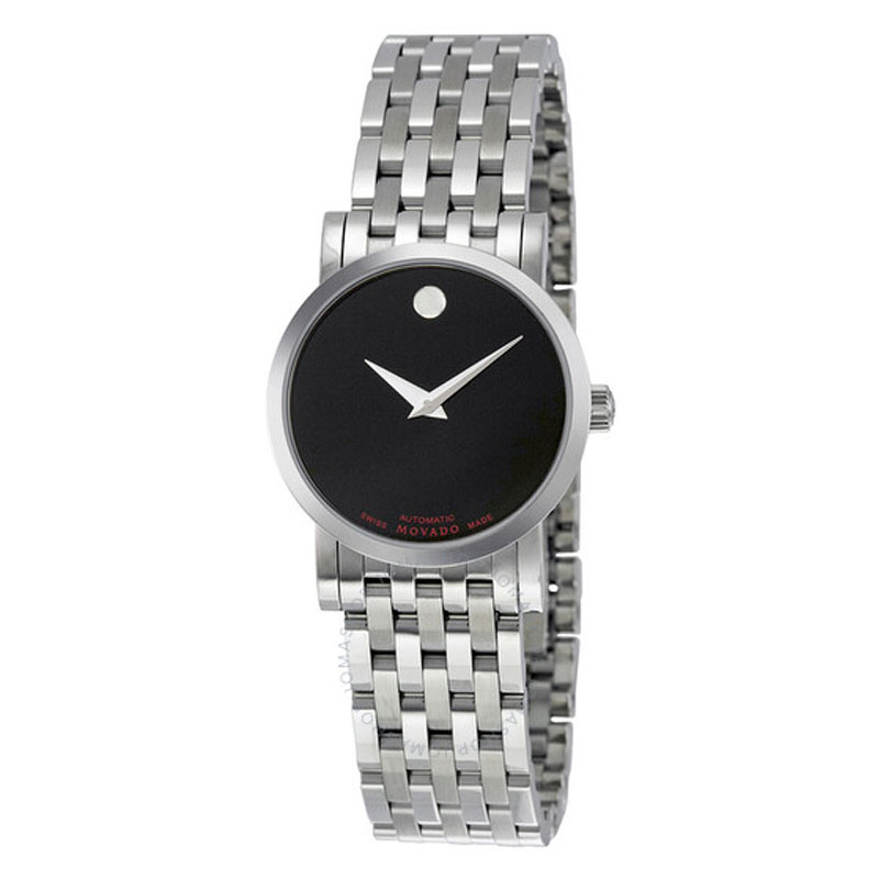 Movado Red Label Black Dial Stainless Steel Ladies Watch 0606107