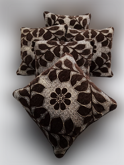 Velvet Cushion Covers | 5pcs Set | Brown | JC-18