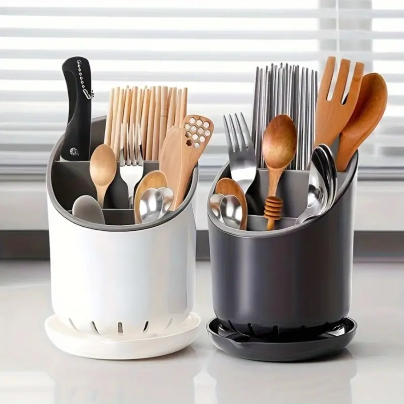 Hygienic cutlery Storage Tube with Drainage Plate